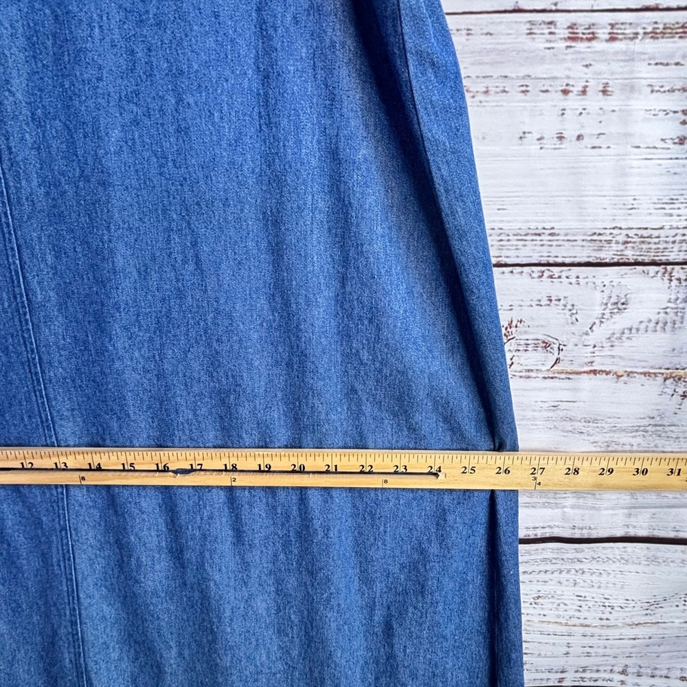 Cottagecore Vintage Denim Jumper Dress Blue Cotton Patchwork Size XL - Picture 10 of 16